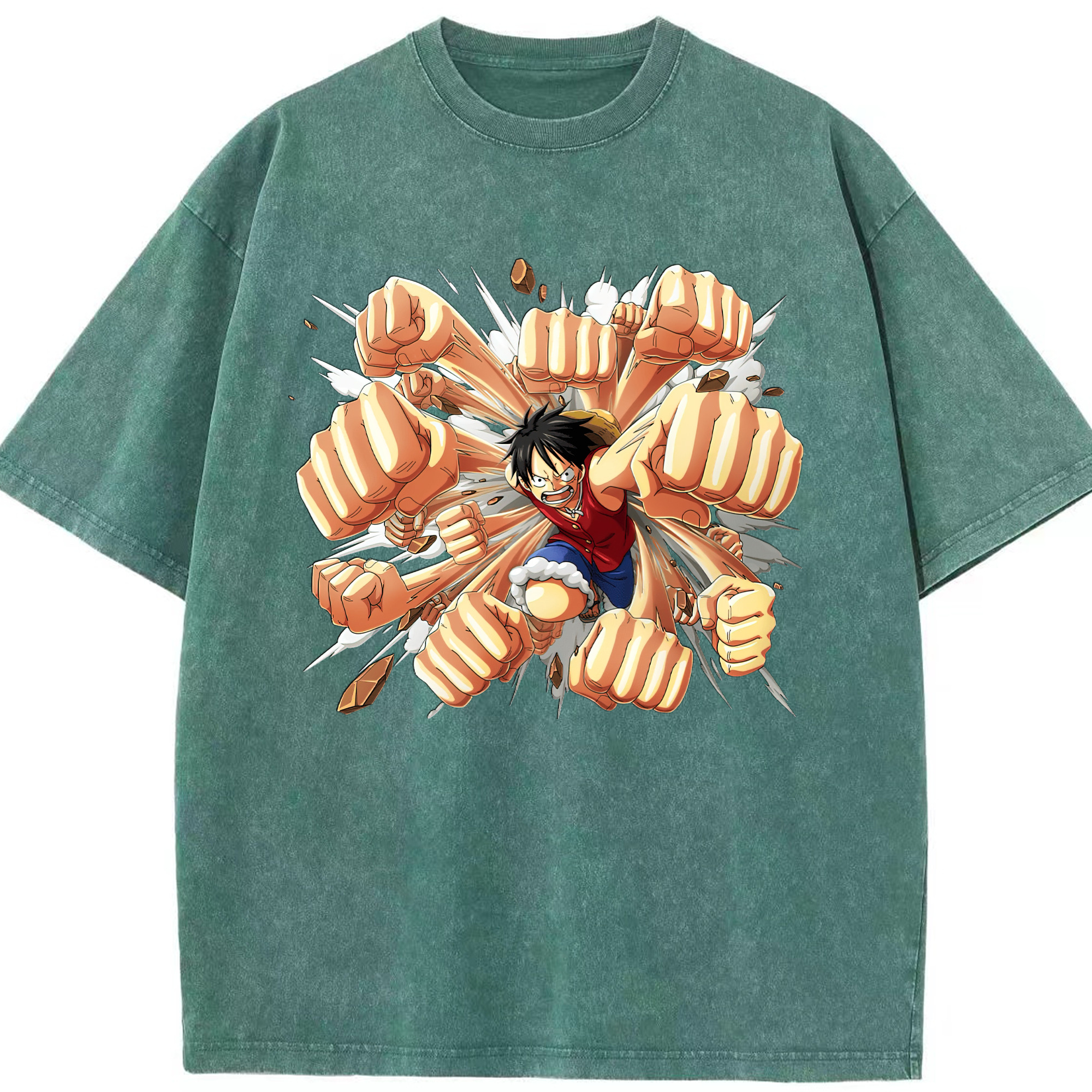 （画像用） ワンピース モンキー・D・ルフィ ONE PIECE Monkey D. Luffy 綿100% ヴィンテージ風 半袖Tシャツ（フロントプリント）